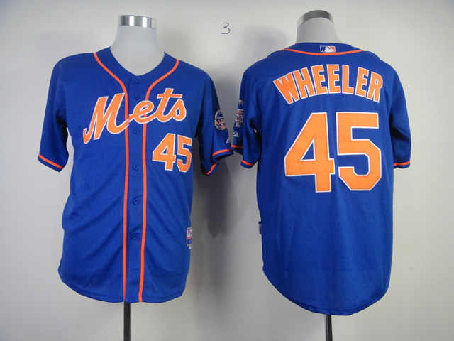 Men New York Mets 45 Wheeler Blue MLB Jerseys